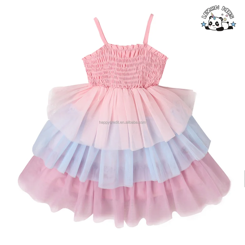 LEZONKIDS - Customizable New Arrival Suspender Cake Party Layered Princess Tutu Girls Tulle Dress Girl for Summer